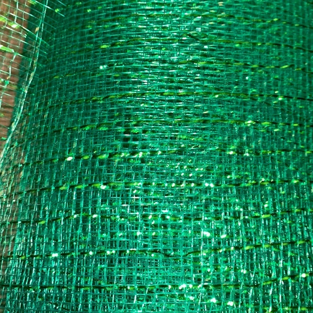 Green shimmer glitz ribbon holiday decor 1 length 10ft & 1 length 4 ft, 30” wide